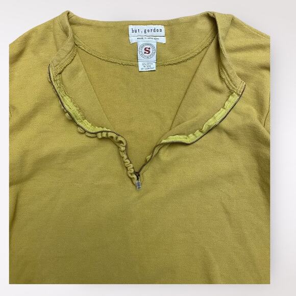 But, Gordon Vintage Ruffle Quarter Zip Sweater Womens Size Small Green - Picture 6 of 6
